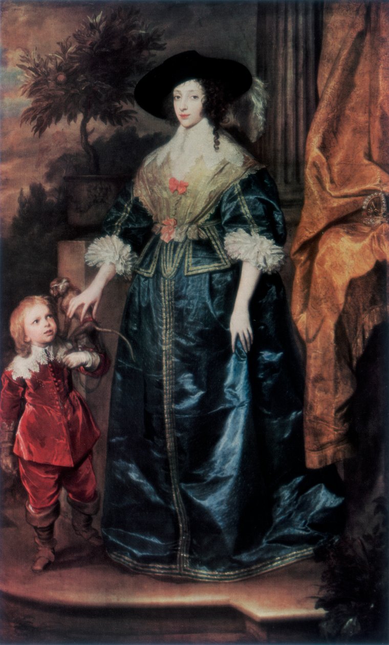 Kraliçe Henrietta Maria ve cücesi Sir Jeffrey Hudson, c1633, 1927 by Anthony van Dyck