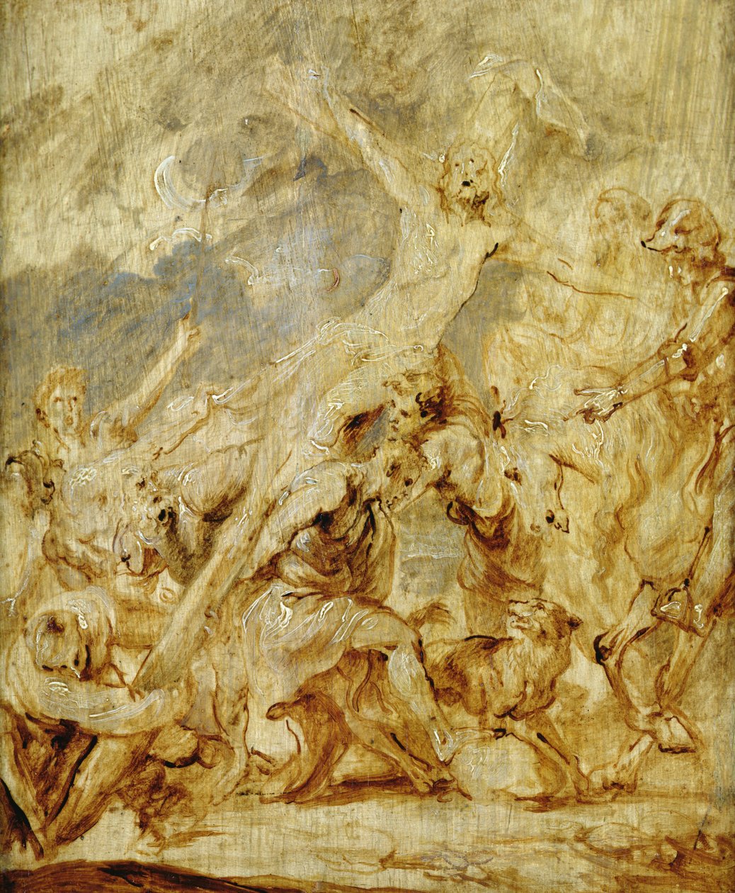 Haçın kaldırılmasının taslağı, 1630 (tahta üzerine petrol ve grisaille) by Anthony van Dyck