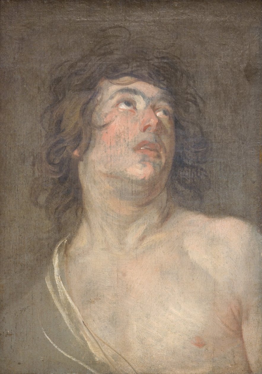 Yukarıya Bakan Genç Bir Adamın Çalışma Başkanı. Aziz Sebastian by Anthony van Dyck