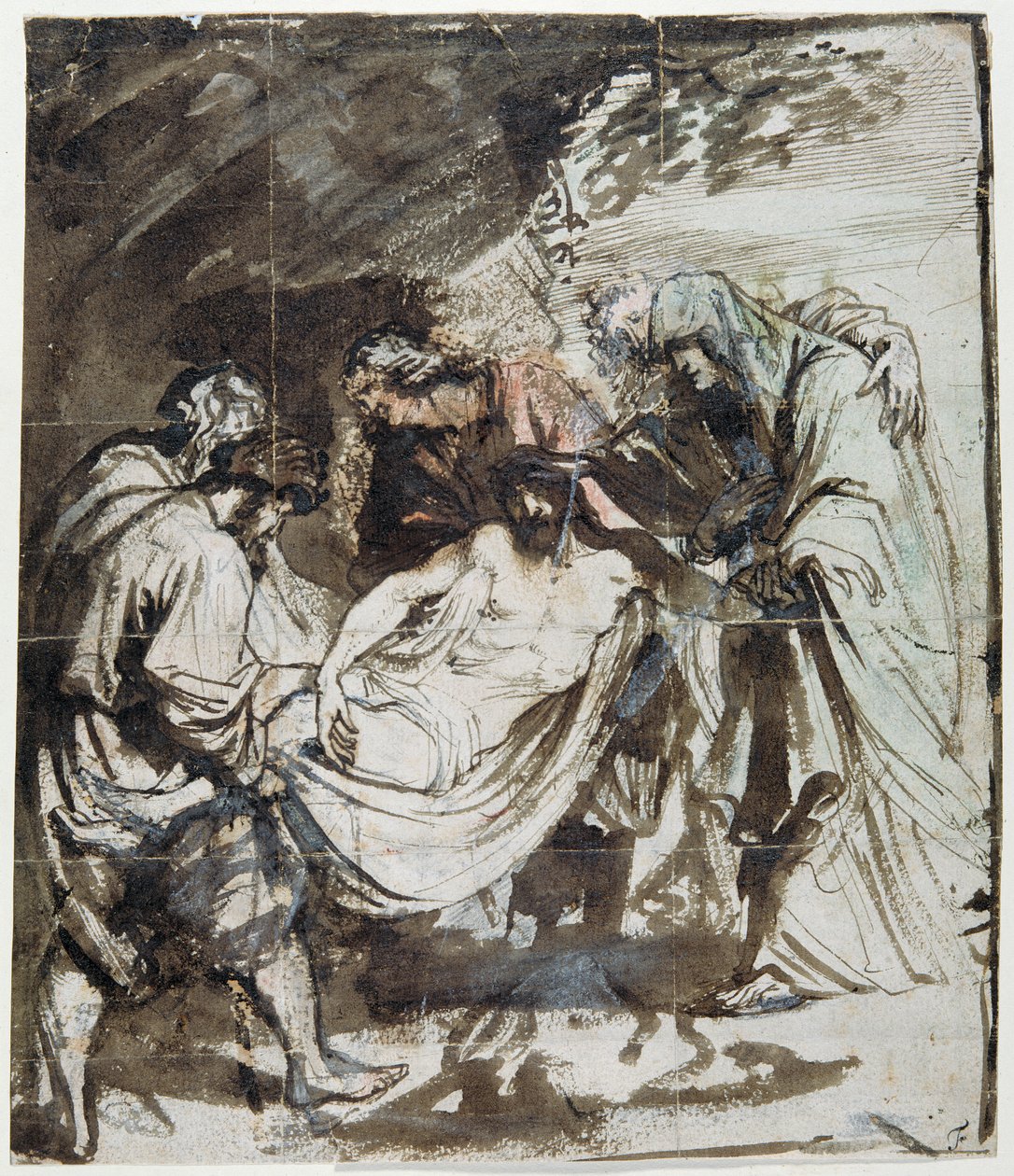Entombment Çalışması, c.1617-18 (kağıt üzerinde yıkama ve guaj ile tebeşirler üzerine kalem ve mürekkep) by Anthony van Dyck