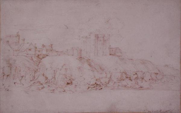Güneyden görülen Ypres Kulesi, Çavdar, (kağıt üzerinde kalem ve mürekkep) by Anthony van Dyck