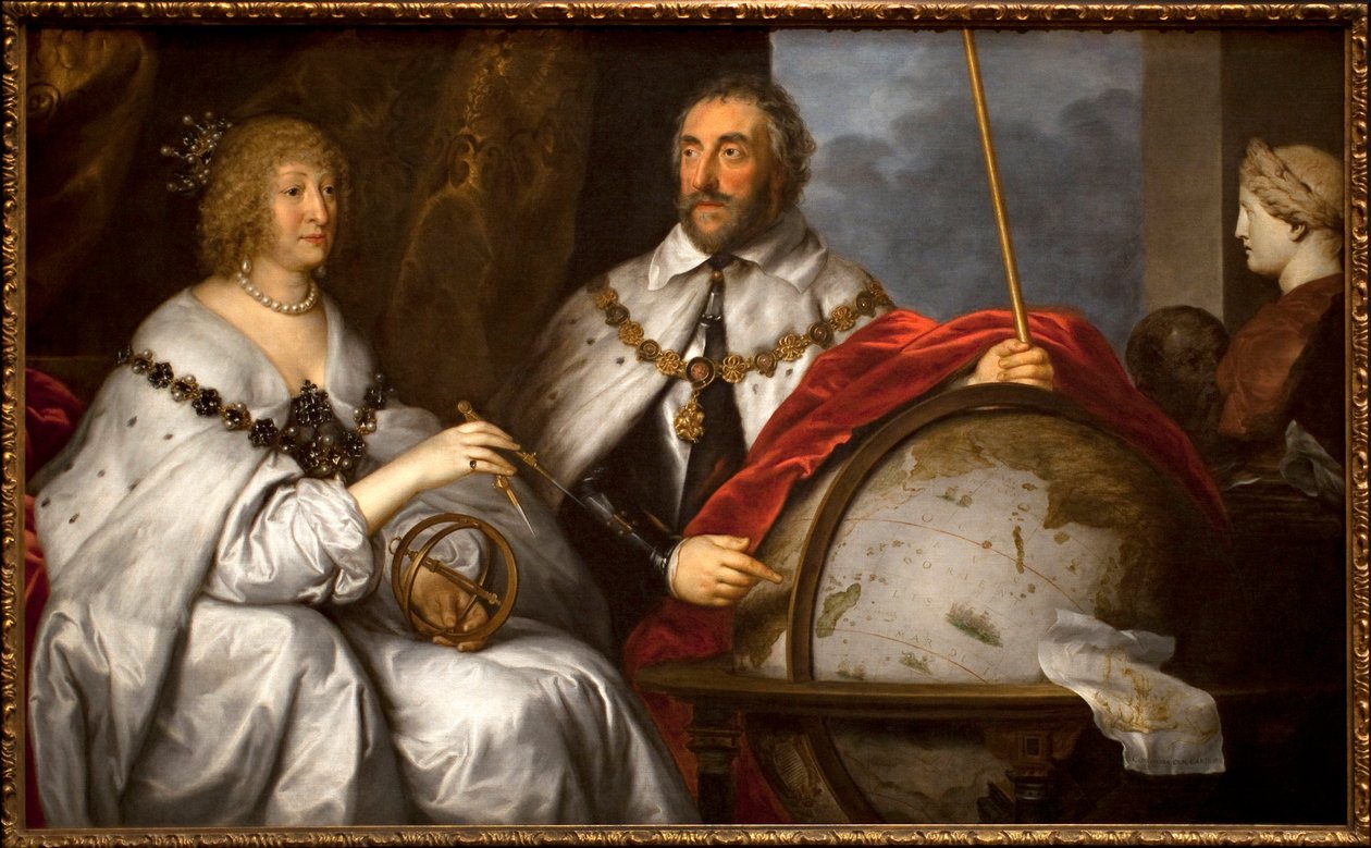 Thomas Howard Graf Arundel (1586-1646) ve karısı Alathea Talbot (1586-1654) veya Madagaskar portresi). Adam Madagaskar adasını bir küre üzerinde tasarlar. Sir Antoine (Anton) Van Dyck