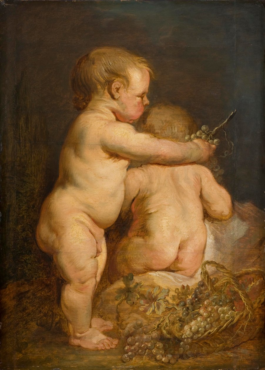 Üzümlü İki Çıplak Çocuk, c.1630-40 (meşe üzerine yağlı boya) by Anthony van Dyck