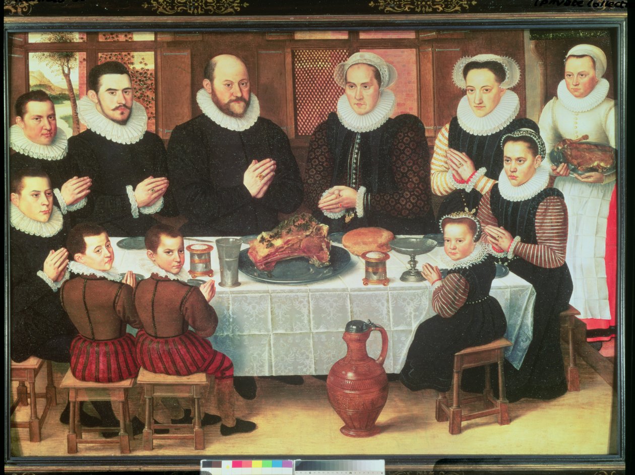 Yemekten Önce Grace Diyen Bir Aile, 1585 by Anthuenis Claeissins or Claeissens