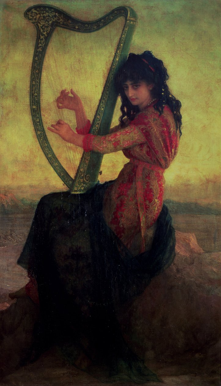 Arp Çalan İlham Perisi by Antoine Auguste Ernest Herbert or Hebert
