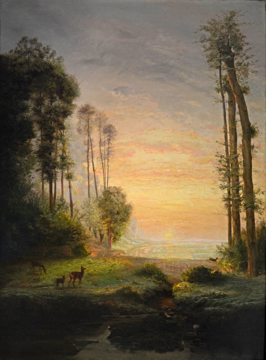 Güneş çiyi içer, tuval üzerine yağlı boya, by Antoine Chintreuil