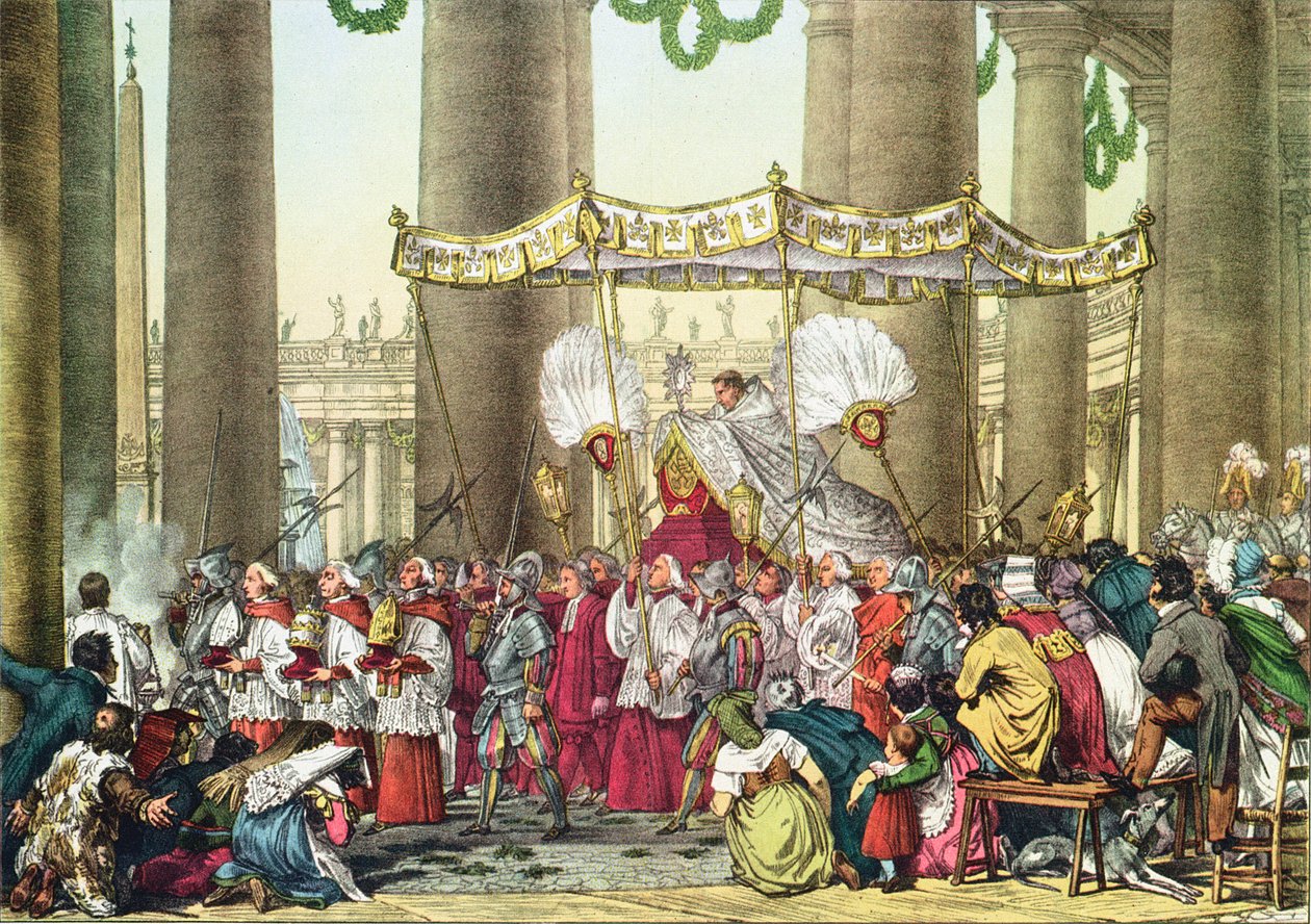 Francois Alexandre Villain (1798-1884) tarafından oyulmuş Corpus Christi Bayramında Papalık Alayı by Antoine Jean Baptiste Thomas