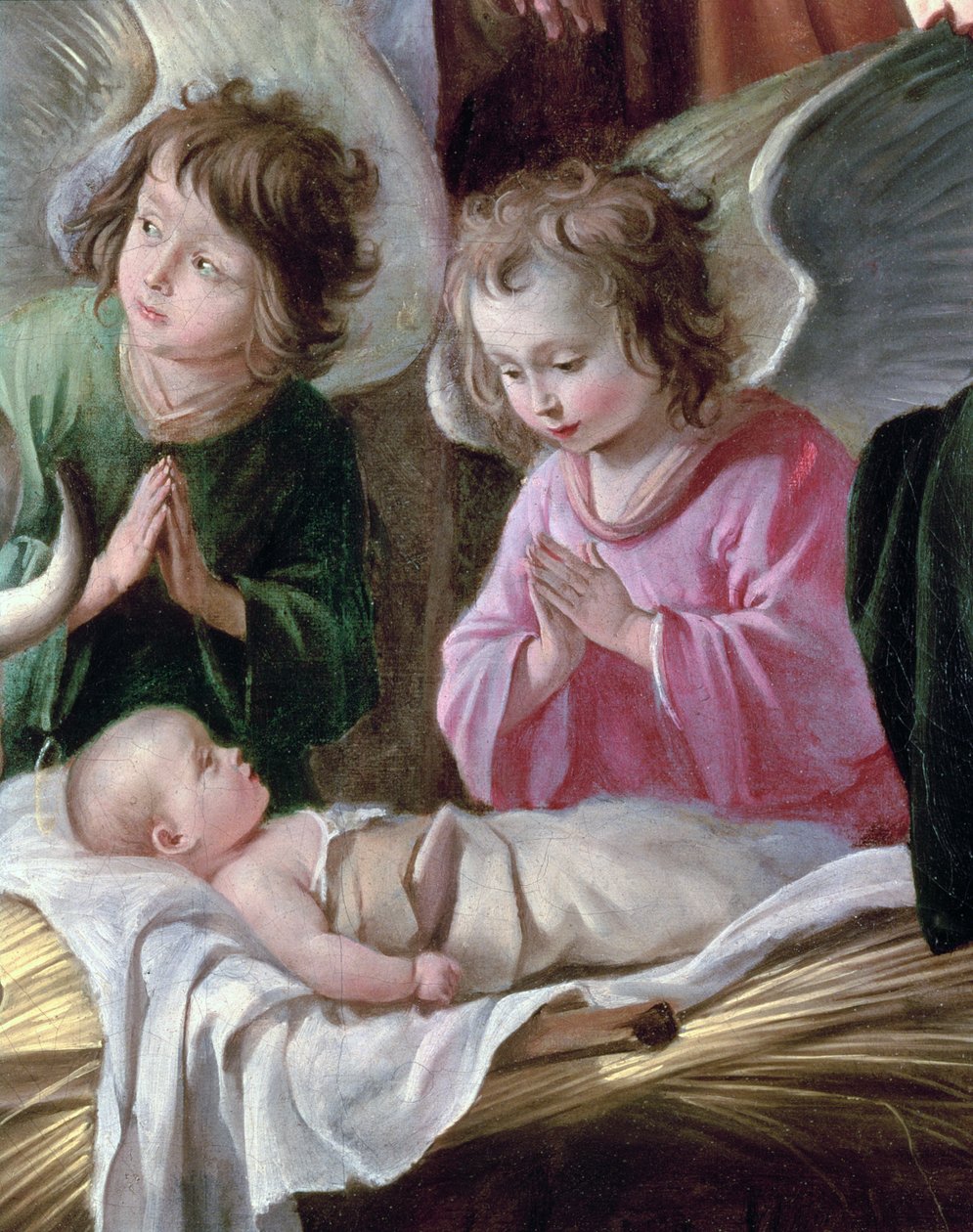 Çobanların, Meleklerin ve Çocuğun Tapınması, c.1640 (99414 detayı) by Antoine Le Nain