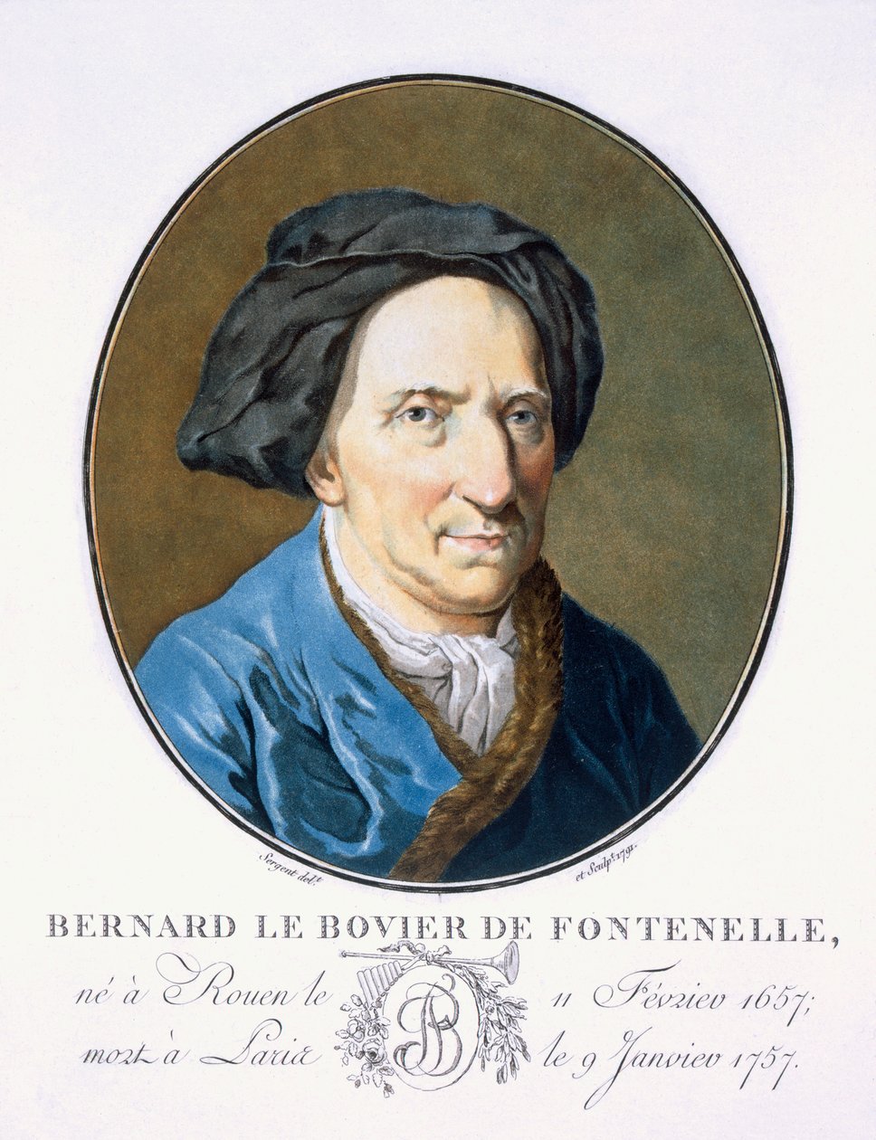Bernard le Bovier de Fontenelle, Pierre Blin, 1786-92, Paris (renk e by Antoine Louis Francois Sergent Marceau