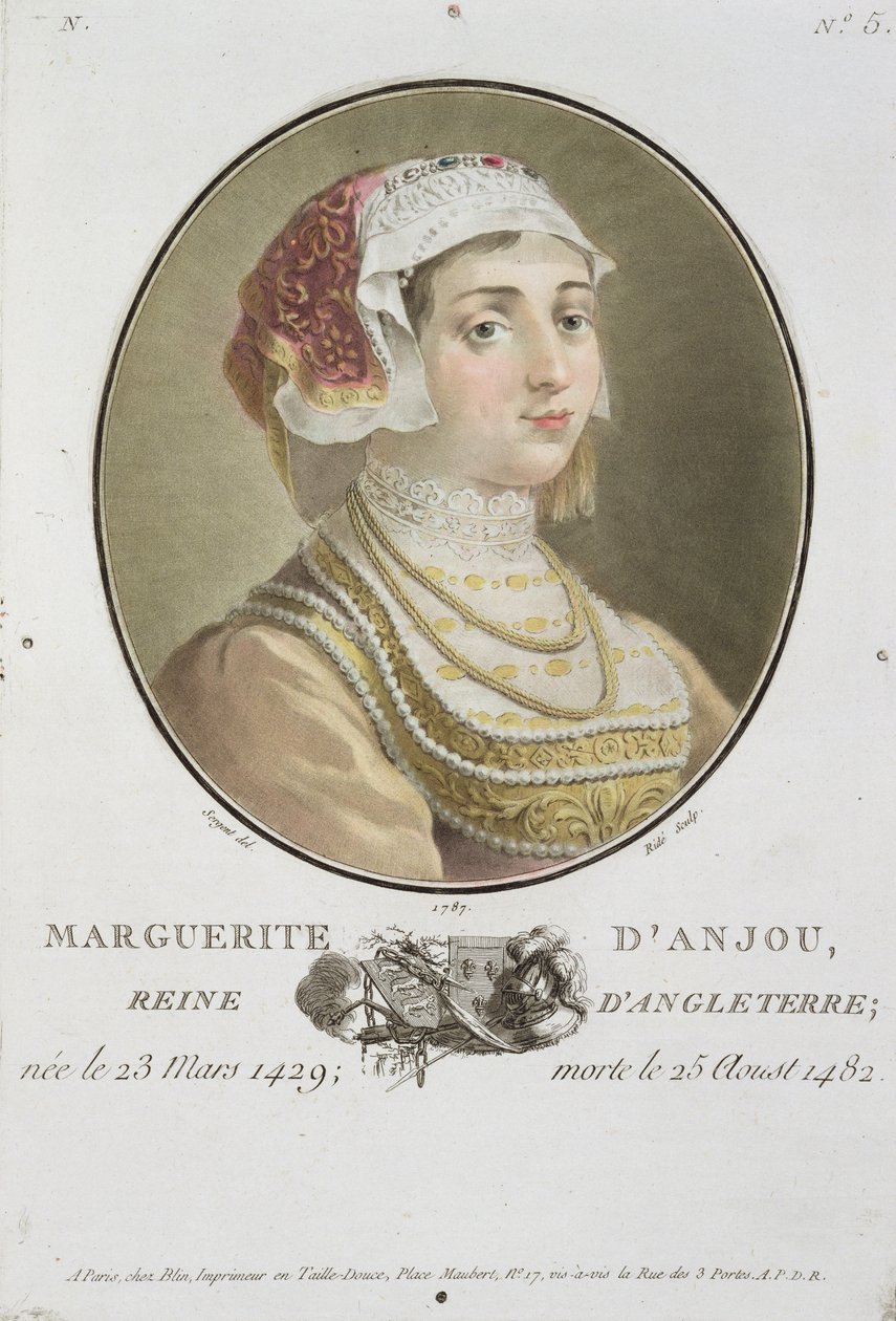 Marguerite d'Anjou (1429-82) Ride tarafından oyulmuş, 1787 by Antoine Louis Francois Sergent Marceau