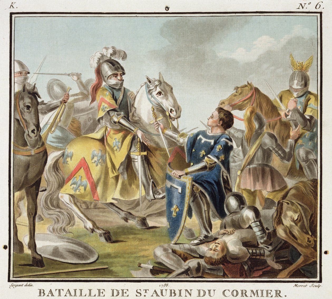1488'de St Aubin du Cormier Savaşı, Jean Baptiste Morret (fl. 1790-1820) tarafından oyulmuş 1788 by Antoine Louis Francois Sergent Marceau