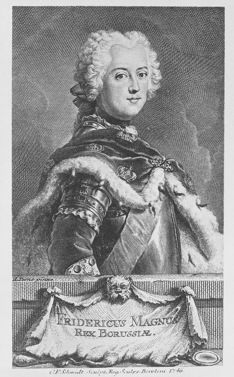 Prusya Kralı II. Friedrich, Georg Friedrich Schmidt tarafından oyulmuş, 1746 by Antoine Pesne