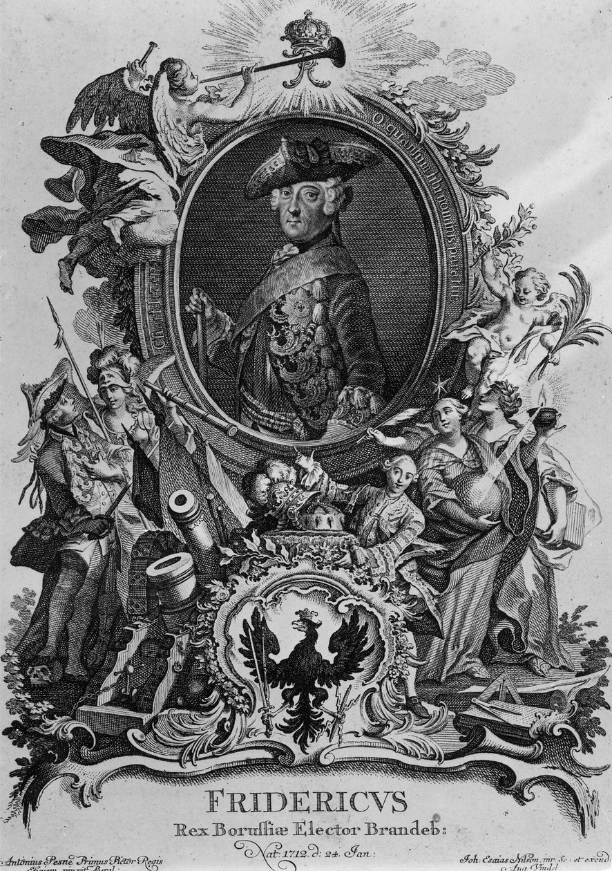 Johann Esaias Nilson (1721-88) tarafından oyulmuş Frederick II (1712-86) portresi by Antoine Pesne