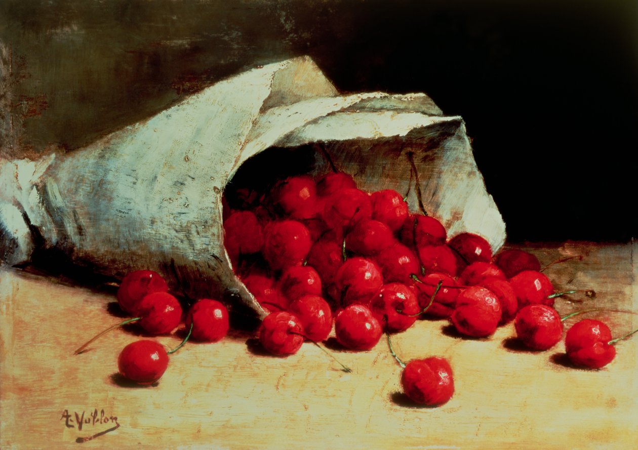 Dökülen bir çanta kiraz by Antoine Vollon