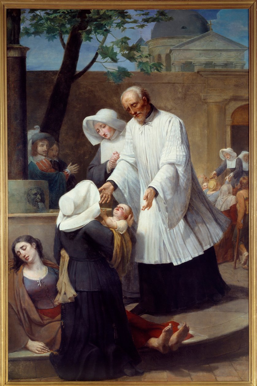 Pestisitlerle ilgilenen Saint Vincent de Paul (1581 - 1660) (St Vincent de Paul, Plague Ridden