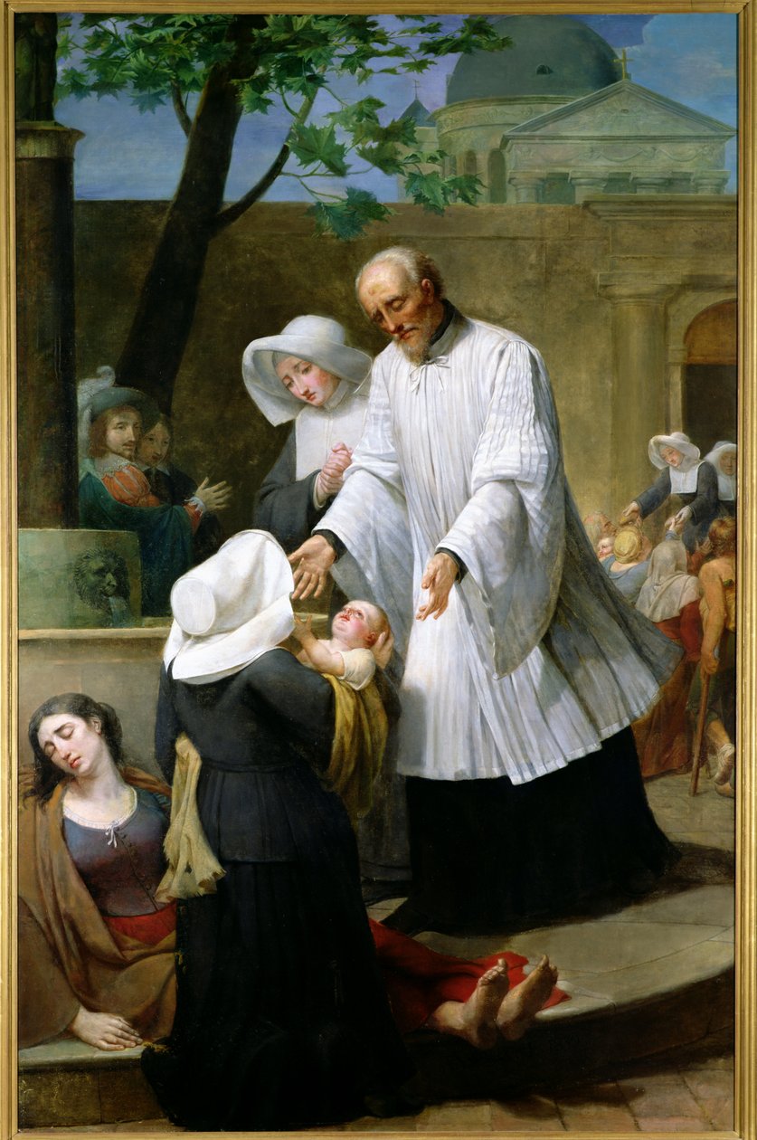 St. Vincent de Paul Vebalı Hastaya Yardım Eder by Antoine Ansiaux