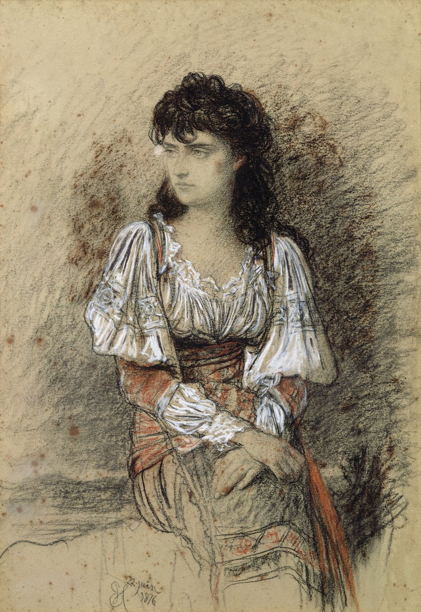 Giyinmiş Bir Köylü, 1876 (kağıt üzerine suluboya ve kurşun kalem) by Antoine Auguste Ernest Herbert or Hebert