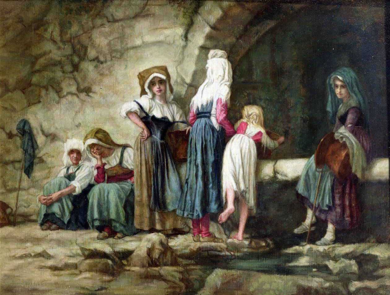 Bir Çeşmede Köylüler by Antoine Auguste Ernest Herbert or Hebert