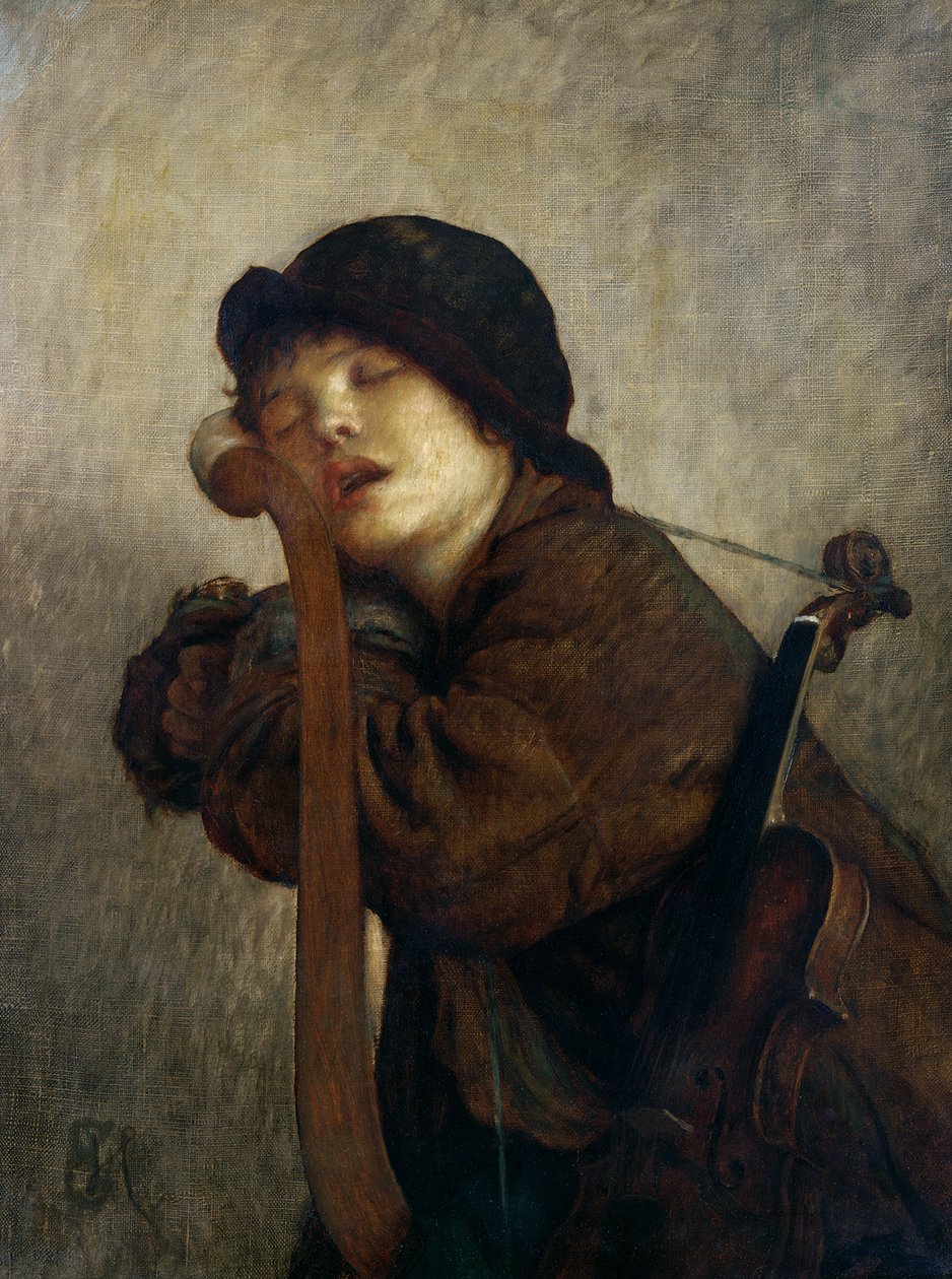 The Little Violinist Sleeping, 1883  by Antoine Auguste Ernest Herbert or Hebert