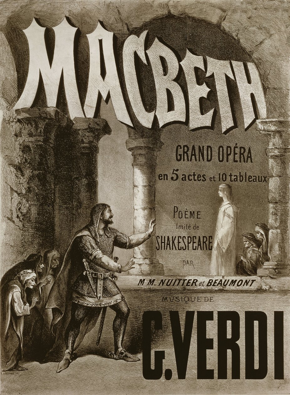 Giuseppe Verdi'nin Macbeth operası için afiş (afiş) by Antoine Barbizet