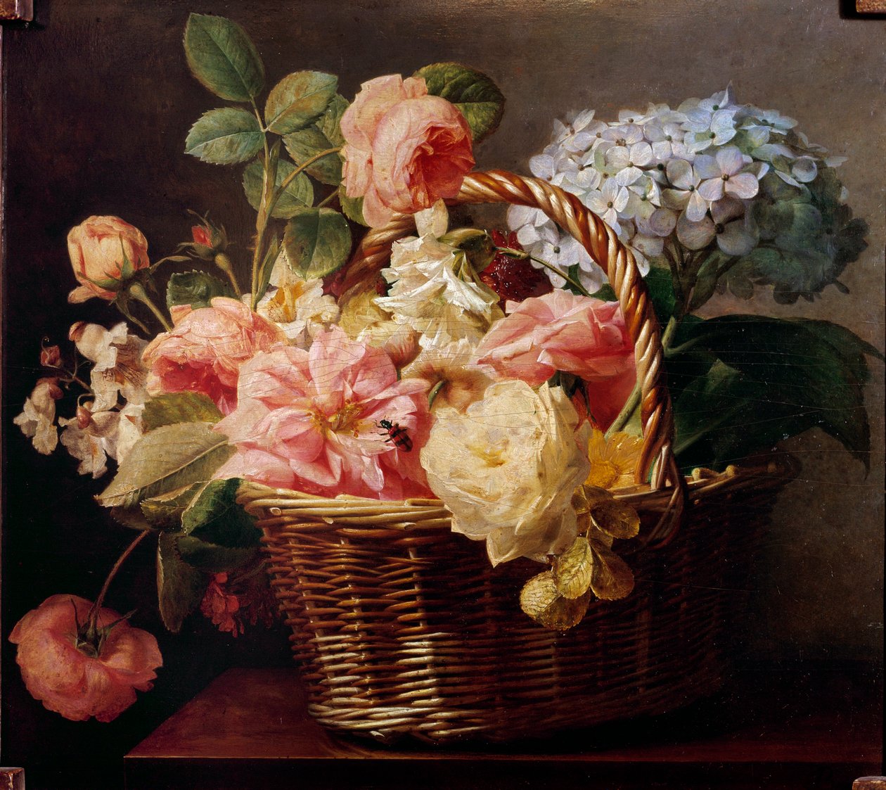 Sepet içinde çiçek buketleri Resim Antoine Berjon (1754-1843) 19. yüzyıl Özel koleksiyon by Antoine Berjon