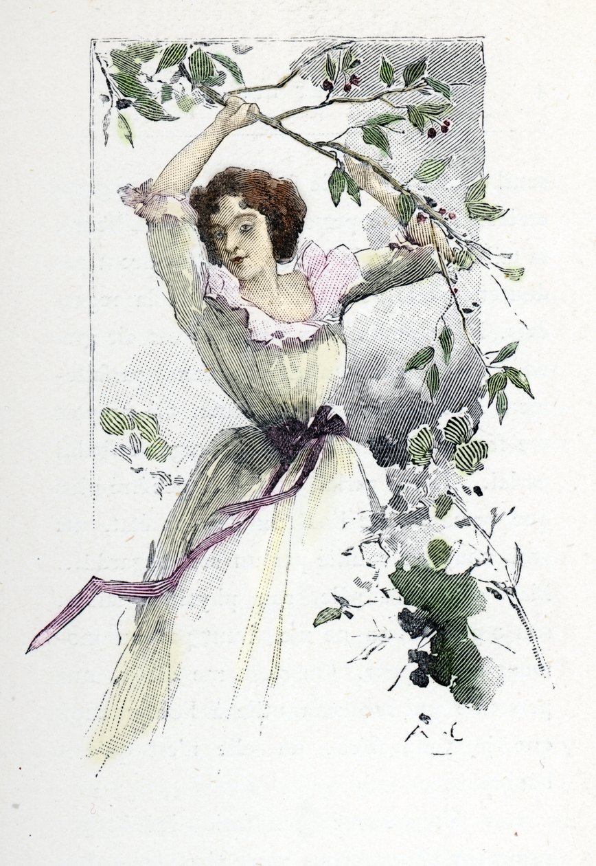 Genç Caroline de Colombier'in portresi, c. 1785 (baskı) by Antoine Calbet