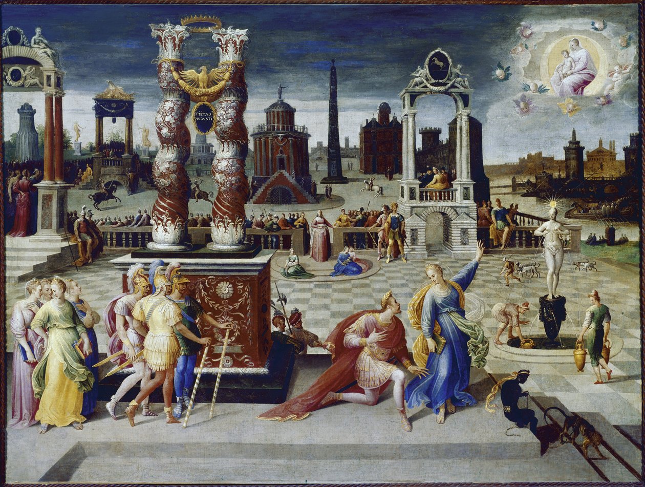 İmparator August ve Tiburtine Sibyl (tuval üzerine yağlı boya, yaklaşık 1575-1580) by Antoine Caron
