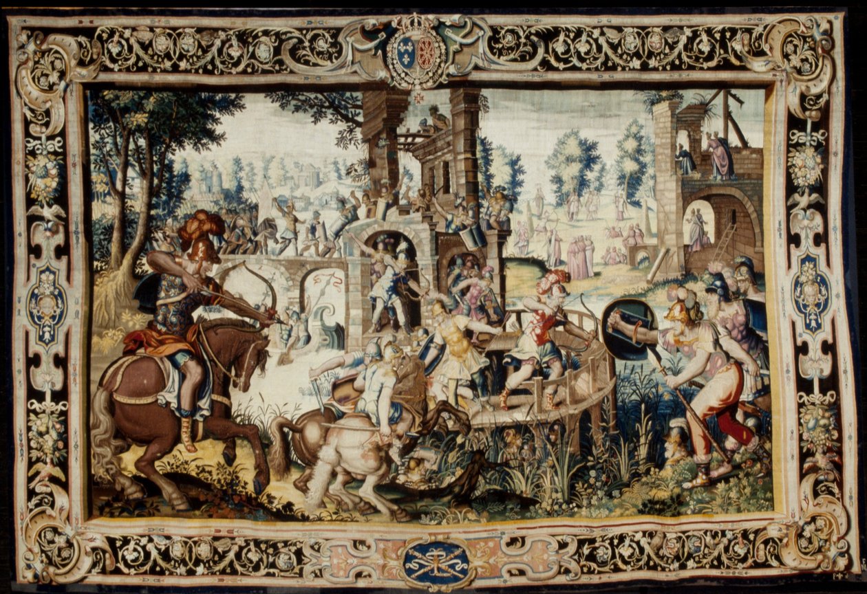 Exercise in the Assault and Defense of a Bastion, designed 1562–1565 (woven 1611–1627) (wool & silk) by Antoine Caron