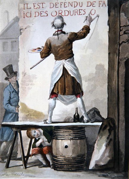 Bir tabela yazarı ve yardımcısı (renkli taş) by Antoine Charles Horace Vernet