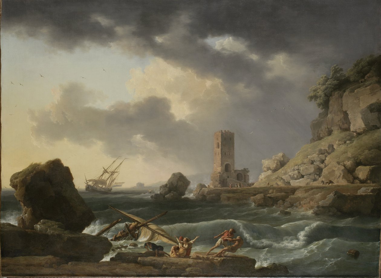 Gemi Enkazı ile Kayalık Sahil Manzarası, 1746 by Antoine Charles Horace Vernet
