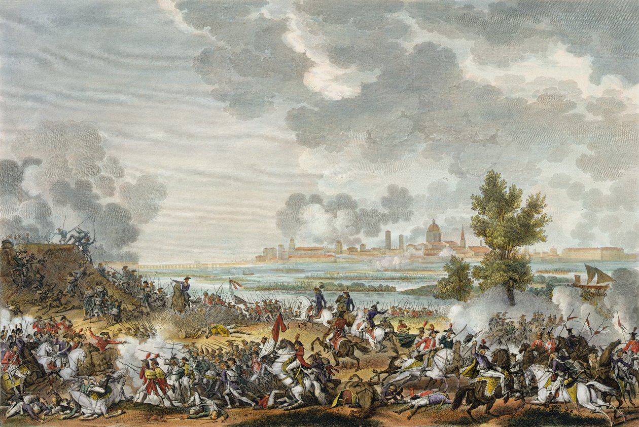S. Giorgio di Mantova Savaşı, 29 Fructidor, 4. Yıl (Eylül 1796), Jean Duplessi-Bertaux (1747-1819) (aquatint) tarafından oyulmuş by Antoine Charles Horace Vernet