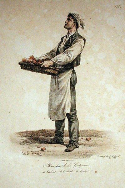 François Seraphin Delpech (1778-1825) tarafından kazınmış The Cries of Paris serisinden 1 numara Pasta Satıcısı by Antoine Charles Horace Vernet