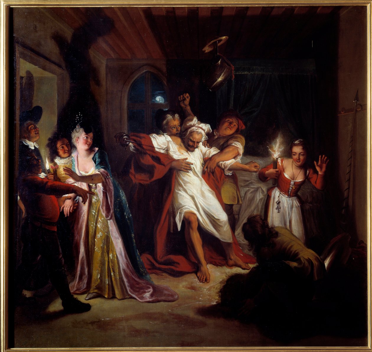 Uyuyan Don Kişot derilerle savaşır. Miguel de Cervantes Saavedra