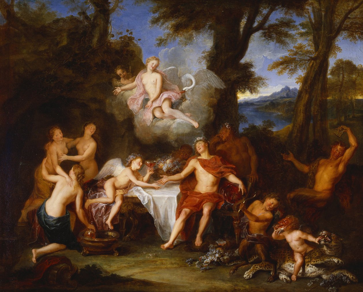 Bacchus ve Cupid İttifakı, c.1702 (tuval üzerine yağlı boya) by Antoine Coypel