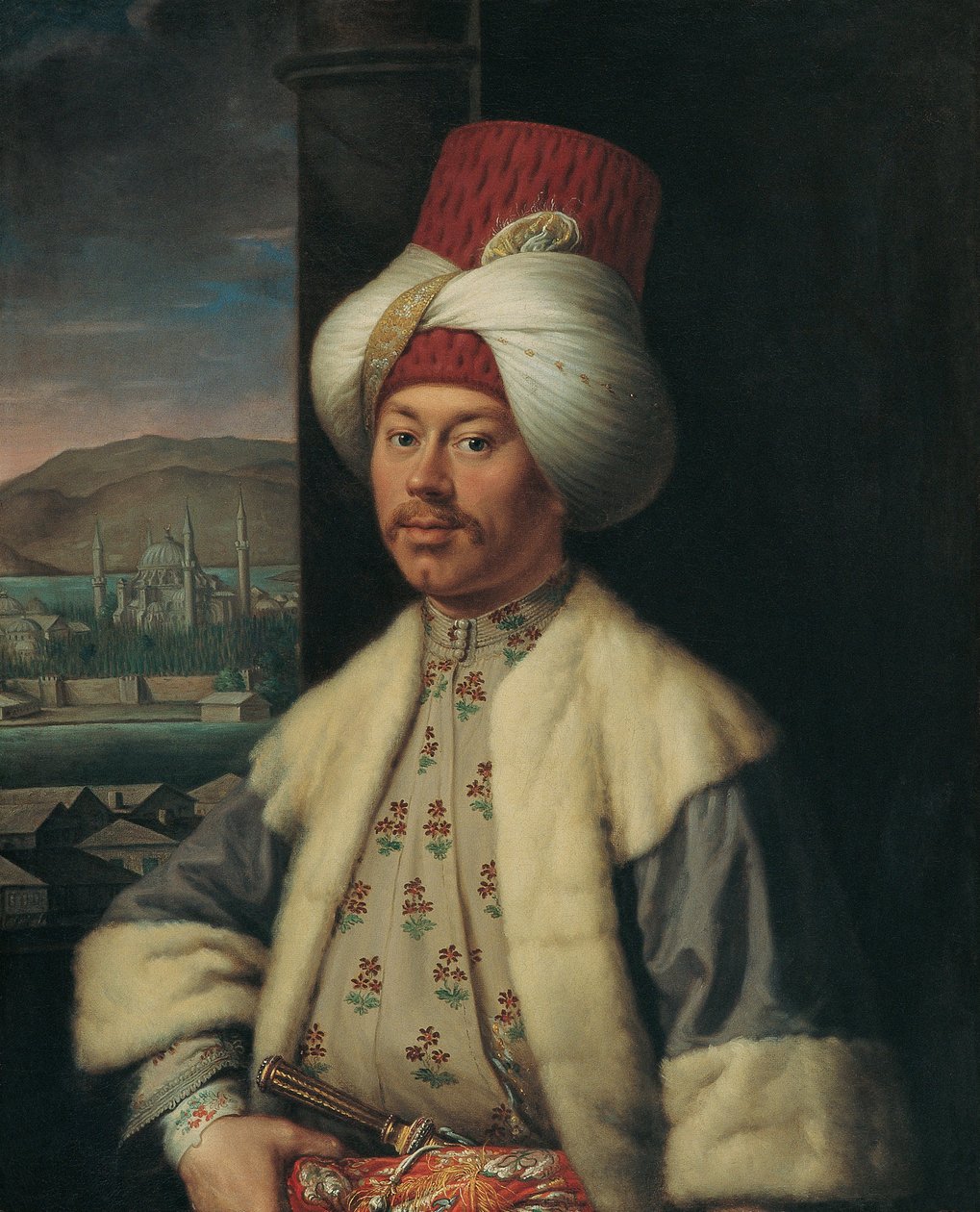 Türk Kostümlü Bir Avrupalı ​​Portresi - Antoine de Favray (1706-1791), tuval üzerine yağlıboya (84x68 cm), 18. yüzyılın ikinci yarısı - (Türk Kostümlü Bir Avrupalı