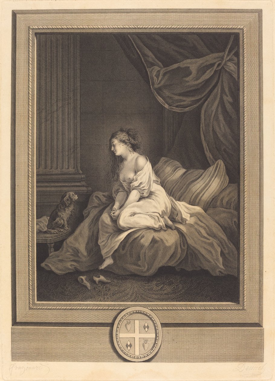 Bana bu kadar sadık olsaydı by Antoine Francois Dennel after Jean Honoré Fragonard