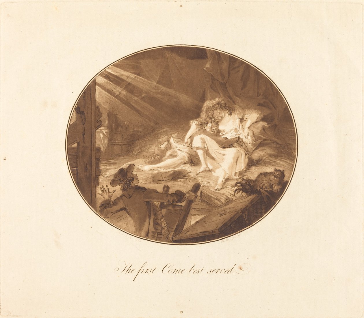 İlk Gelen En İyi Hizmet by Antoine François Sergent after Augustin de Saint Aubin