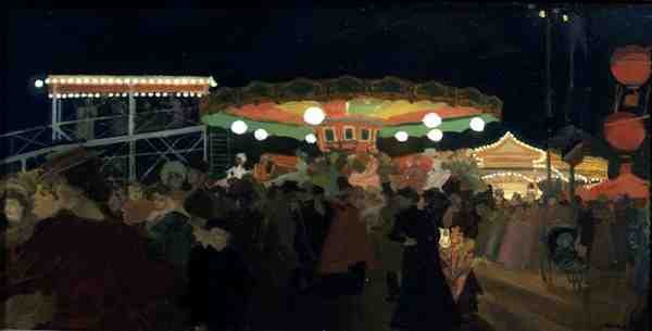 The Fairground, c.1896 (gemideki petrol) by Antoine Guillaume Minartz