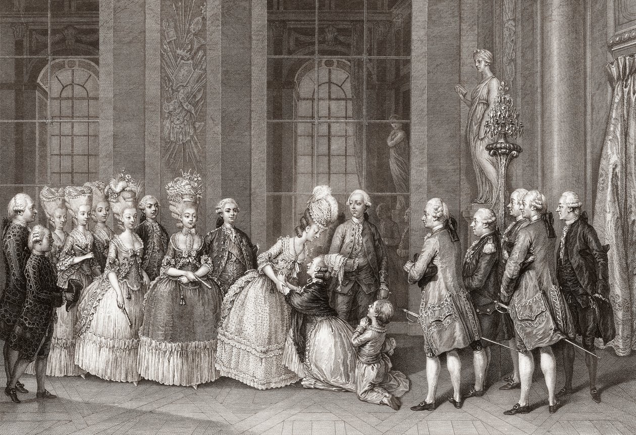 Bellegarde ailesi Marie Antoinette'i ziyaret etti. (Yazdır) by Antoine Jean Duclos
