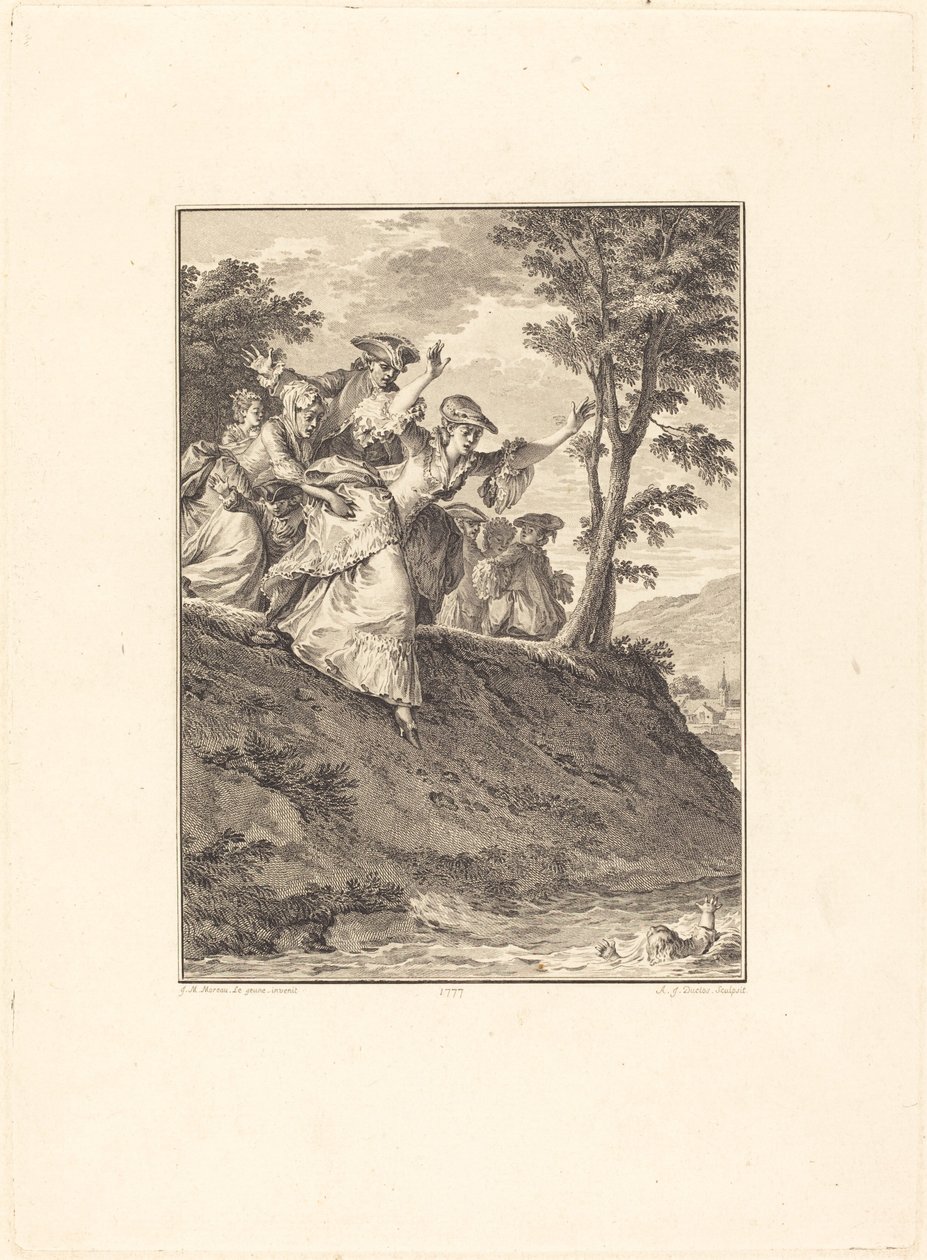 onun peşinden koşar by Antoine Jean Duclos after Jean Michel Moreau