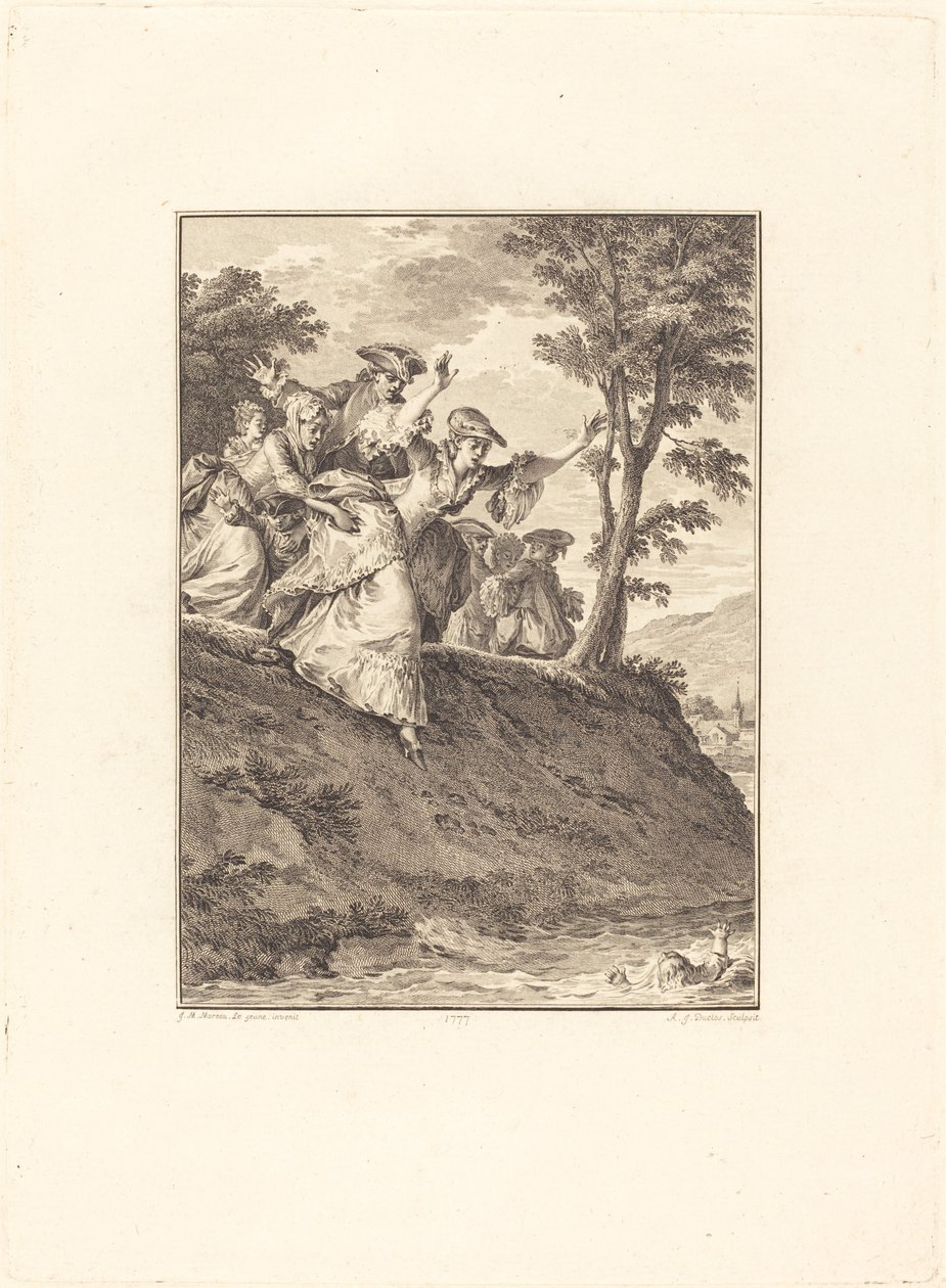 onun peşinden koşar by Antoine Jean Duclos after Jean Michel Moreau