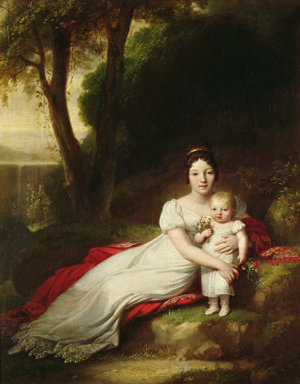 Hortense Eugenie de Beauharnais (1783-1837), Hollanda Kraliçesi, oğlu Charles Louis Napoleon Bonaparte (1808-73), gelecekteki Napolyon III by Antoine Jean Gros