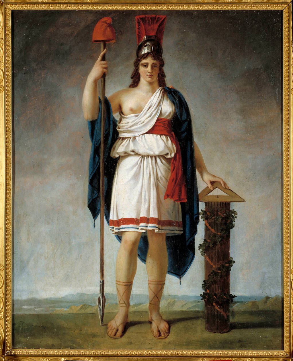 Fransa Cumhuriyeti II. Cumhuriyet alegorisi: mızrağın sonunda Frig şapkası (Fransız devriminin sembolleri). Antoine Jean Gros