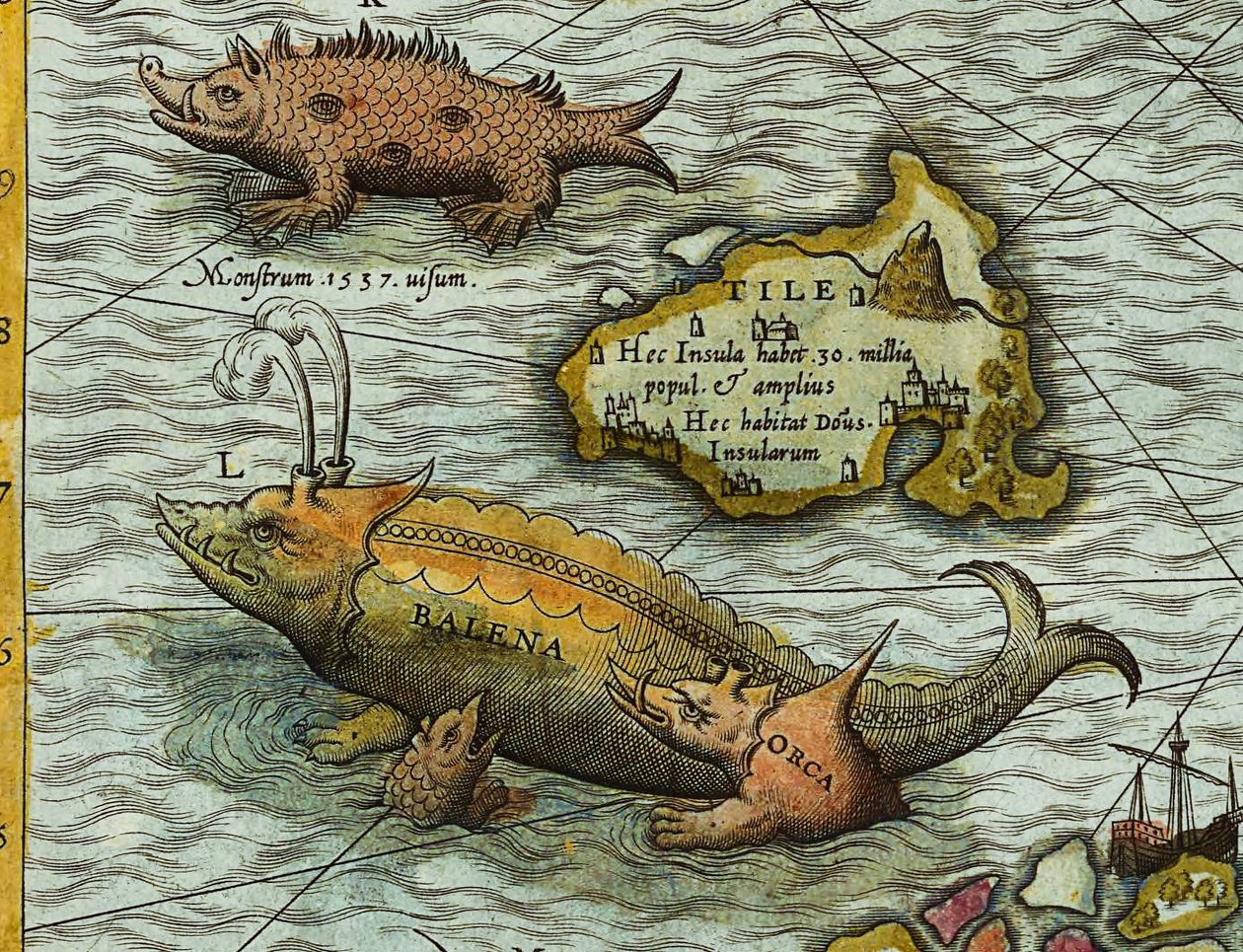 Olaus Magnus'un (1490-1557) Deniz Haritası (Carta marina) detayı by Antoine Lafrery