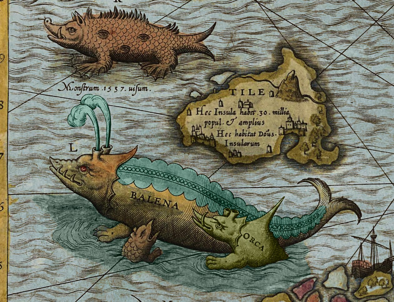 Olaus Magnus'un (1490-1557) Deniz Haritası (Carta marina) detayı by Antoine Lafrery