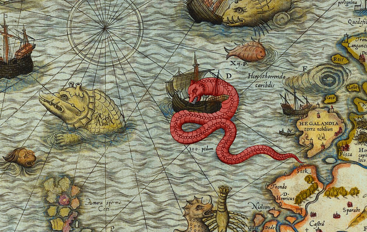 Olaus Magnus'un (1490-1557) Deniz Haritası (Carta marina) detayı by Antoine Lafrery