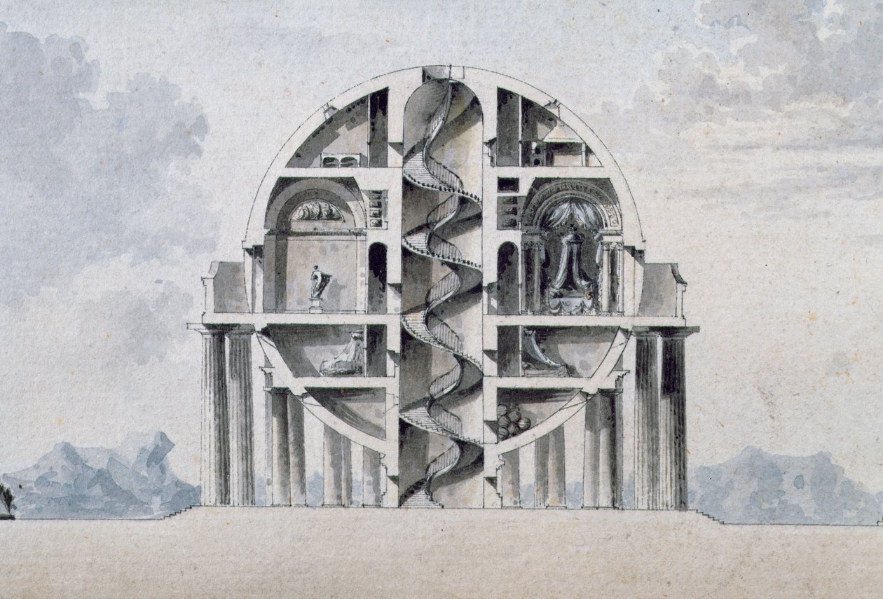 Bir Kozmopolit Evi için Tasarım, 1783 (detay) (ayrıca bkz. 195241-195242, 196724-196726) by Antoine Laurent Thomas Vaudoyer