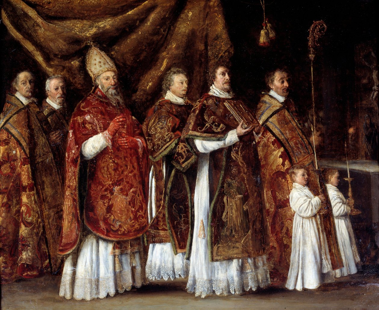 Papalık Ayini ya da sunağa ya da tören alayına yükselen bir arife tablosu Antoine Le Nain tarafından (1600/1610-1648) by Antoine Le Nain