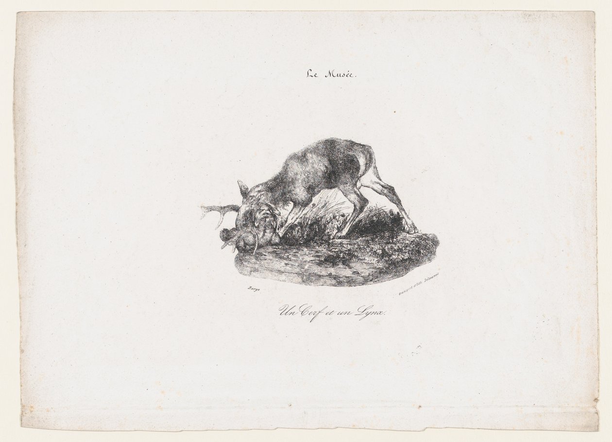 Bir Geyik ve Bir Vaşak, 1834. by Antoine Louis Barye