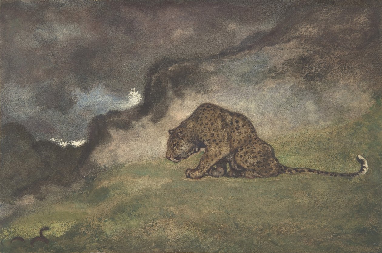 Leopar Yılanı İzler, 1810-75. by Antoine Louis Barye